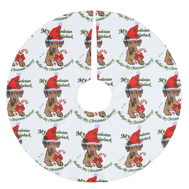 Falda Para El Árbol De Navidad De Poliéster Navidades Ridgeback de Rhodesia (Anverso)