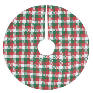 Falda Para El Árbol De Navidad De Poliéster Navidades rociaron el patrón de búfalo verde rojo