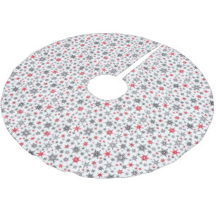 Falda Para El Árbol De Navidad De Poliéster Navidades, rojo, blanco, copos de nieve, invierno,