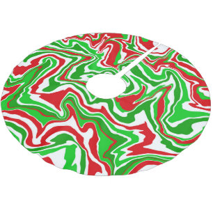 Falda Para El Árbol De Navidad De Poliéster Navidades rojos blancos y verdes giran