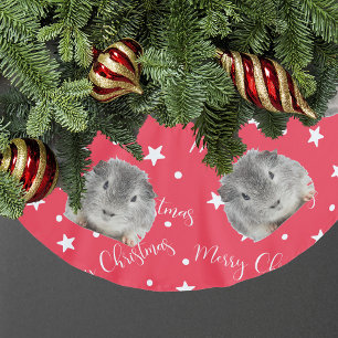 Falda Para El Árbol De Navidad De Poliéster Navidades rojos de fotografía graciosa de cerdo en
