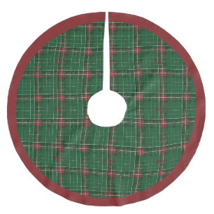 Falda Para El Árbol De Navidad De Poliéster Navidades rojos escoceses en verde