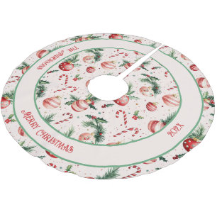 Falda Para El Árbol De Navidad De Poliéster Navidades rojos rosados
