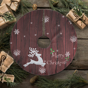 Falda Para El Árbol De Navidad De Poliéster Navidades Rústicos Rojos Rústicos: Falda de árbol 