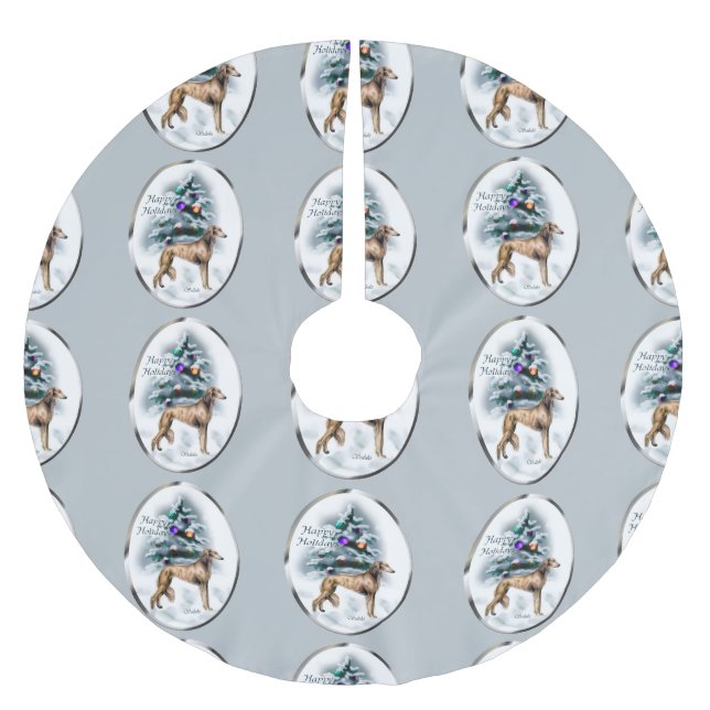 Falda Para El Árbol De Navidad De Poliéster Navidades Saluki (Anverso)