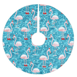 Falda Para El Árbol De Navidad De Poliéster navidades santa flamingo