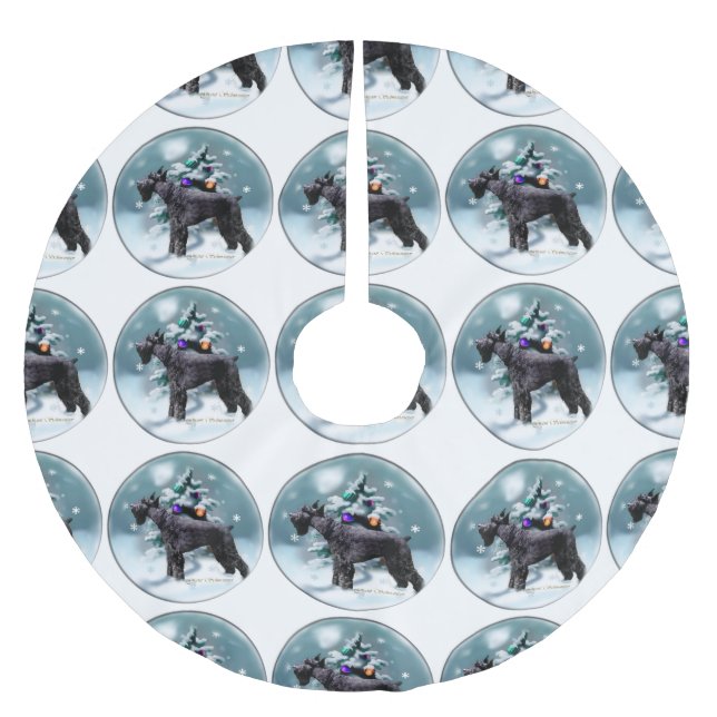 Falda Para El Árbol De Navidad De Poliéster Navidades Schnauzer gigantes (Anverso)