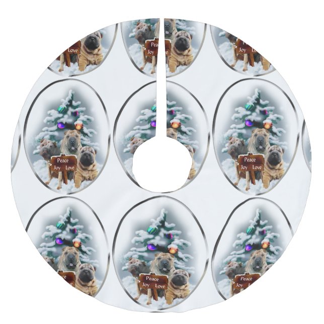 Falda Para El Árbol De Navidad De Poliéster Navidades Shar-Pei de China (Anverso)