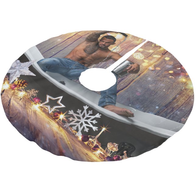 Falda Para El Árbol De Navidad De Poliéster Navidades SlipperyJoe estrellas doradas luces moja (Angular)