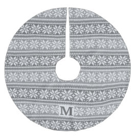 Falda Para El Árbol De Navidad De Poliéster Navidades Snowflake Monograma Suéter de piel gris