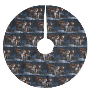 Falda Para El Árbol De Navidad De Poliéster Navidades Snowy Sleigh de Foxhound Inglés American