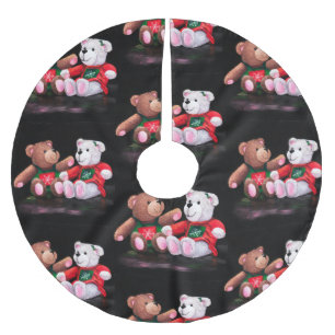 Falda Para El Árbol De Navidad De Poliéster Navidades Teddy Bears Tree Skirt