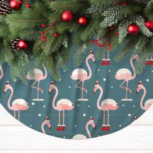 Falda Para El Árbol De Navidad De Poliéster Navidades tropicales de Flamingo