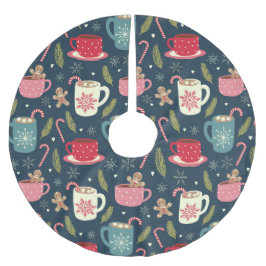 Falda Para El Árbol De Navidad De Poliéster Navidades vacaciones bebidas calientes Comida pan 