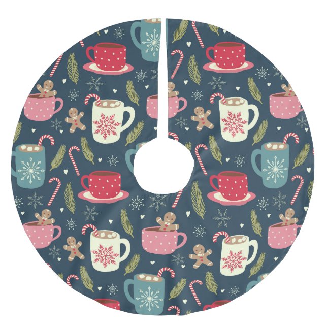 Falda Para El Árbol De Navidad De Poliéster Navidades vacaciones bebidas calientes Comida pan  (Anverso)