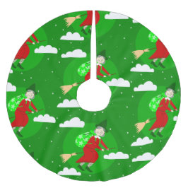 Falda Para El Árbol De Navidad De Poliéster navidades verdes hechiceros befana broomrider spoo