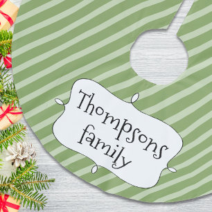 Falda Para El Árbol De Navidad De Poliéster Navidades verdes Personalizado de patrón rayado de