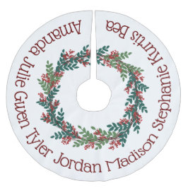 Falda Para El Árbol De Navidad De Poliéster Navidades verdes rojos escriben nombres de familia