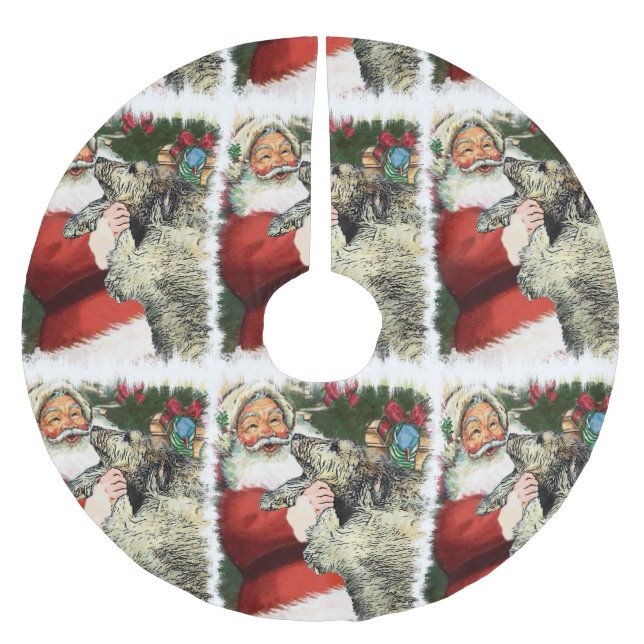 Falda Para El Árbol De Navidad De Poliéster Navidades Wolfhound de Irlanda (Anverso)