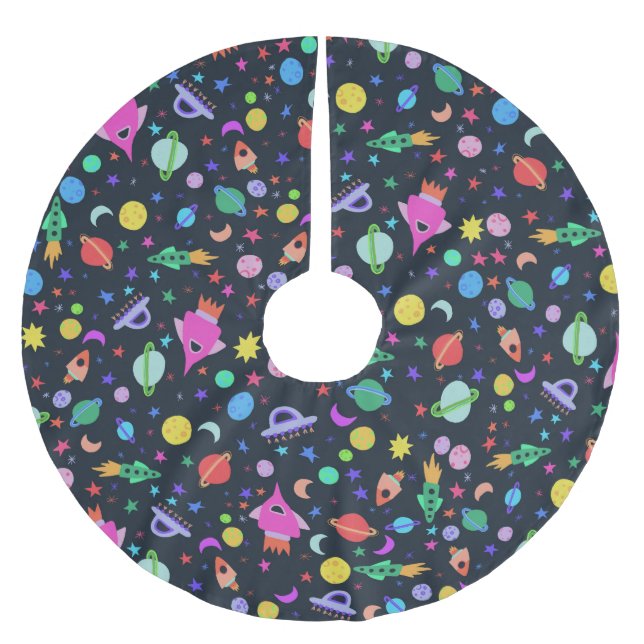 Falda Para El Árbol De Navidad De Poliéster Necesito el patrón de saturación de cohete OVNI es (Anverso)