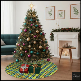 Falda Para El Árbol De Navidad De Poliéster Neon Rainbow Plaid Gradient Block Print