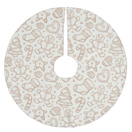 Falda Para El Árbol De Navidad De Poliéster Neutral Boho Christmas Gingerbread Man Beige