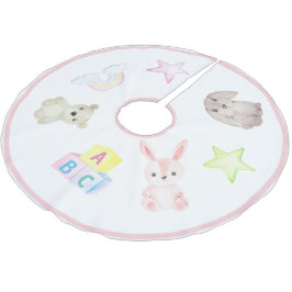 Falda Para El Árbol De Navidad De Poliéster Niña bebé bloquea a Navidades de animales de conej