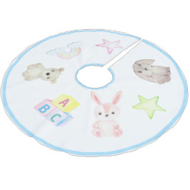 Falda Para El Árbol De Navidad De Poliéster Niño Bebé Bloquea Navidades De Animales De Conejo 