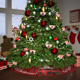 Falda Para El Árbol De Navidad De Poliéster No buscar hasta las plazas rojas y negras de los N