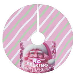 Falda Para El Árbol De Navidad De Poliéster No Peeking Pink and mining Bubble Gum Santa