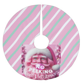 Falda Para El Árbol De Navidad De Poliéster No Peeking Pink and mining Bubble Gum Santa