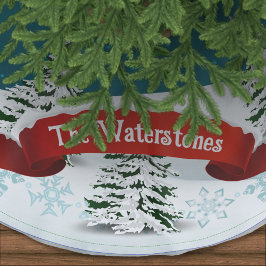 Falda Para El Árbol De Navidad De Poliéster Noche de Navidades Snowy