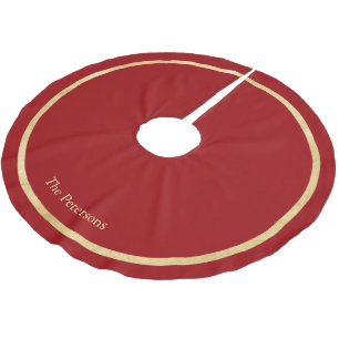 Falda Para El Árbol De Navidad De Poliéster Nombre de familia de borde rojo dorado festivo mod