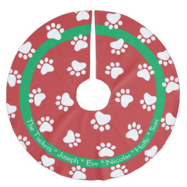 Falda Para El Árbol De Navidad De Poliéster Nombre de familia de perro gato Patas de mascota N