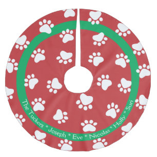 Falda Para El Árbol De Navidad De Poliéster Nombre de familia de perro gato Patas de mascota N