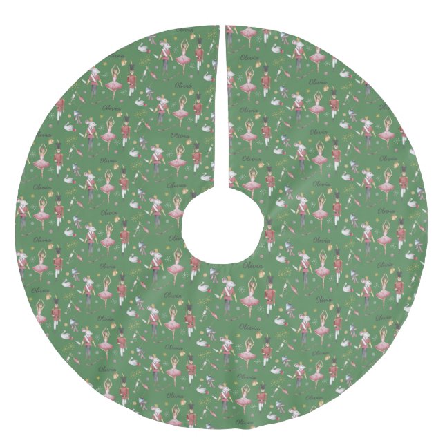 Falda Para El Árbol De Navidad De Poliéster Nombre personalizado Ballet Nutcracker Ballet Ball (Anverso)