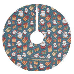 Falda Para El Árbol De Navidad De Poliéster Nombre personalizado Navidad Santa