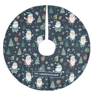 Falda Para El Árbol De Navidad De Poliéster Nombre personalizado Navidad Santa