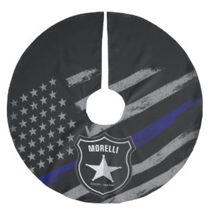 Falda Para El Árbol De Navidad De Poliéster NOMBRE Personalizado Oficial de Policía Sheriff Co