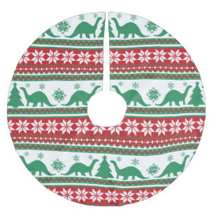Falda Para El Árbol De Navidad De Poliéster Nórdico Fair Isle Brontosaurus Dinosaurs Sweater