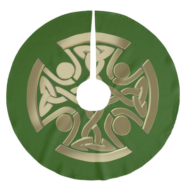 Falda Para El Árbol De Navidad De Poliéster Nudo dorado celta (Anverso)