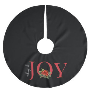 Falda Para El Árbol De Navidad De Poliéster NUEVAS DE ALEGRÍA POINSETTIA DE NAVIDAD ROJA en NE