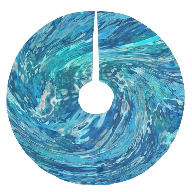 Falda Para El Árbol De Navidad De Poliéster Ola abstracta fantástica (Anverso)