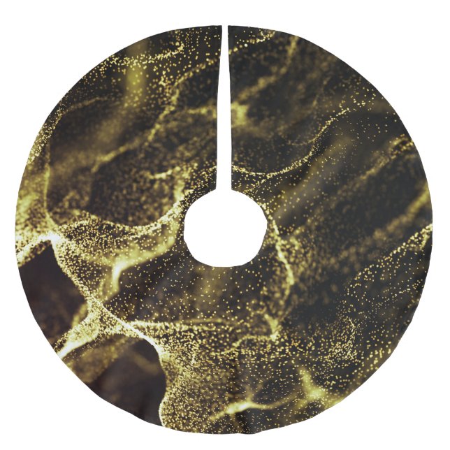 Falda Para El Árbol De Navidad De Poliéster Ola de puntos futuristas: fondo dinámico. (Anverso)