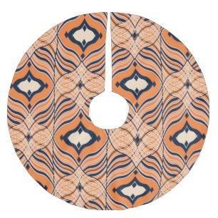 Falda Para El Árbol De Navidad De Poliéster Oriental Seamless: Ornamento Naranja negro
