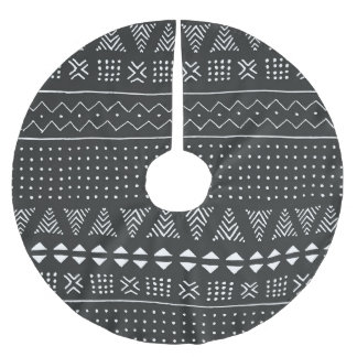 Falda Para El Árbol De Navidad De Poliéster Origen étnico tribal: patrón blanco negro.