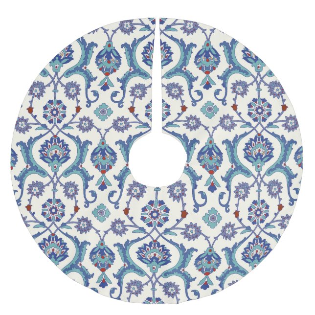 Falda Para El Árbol De Navidad De Poliéster Ornamento floral: Patrón árabe tradicional. (Anverso)