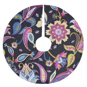 Falda Para El Árbol De Navidad De Poliéster Ornamento floral sin foco de Paisley en India