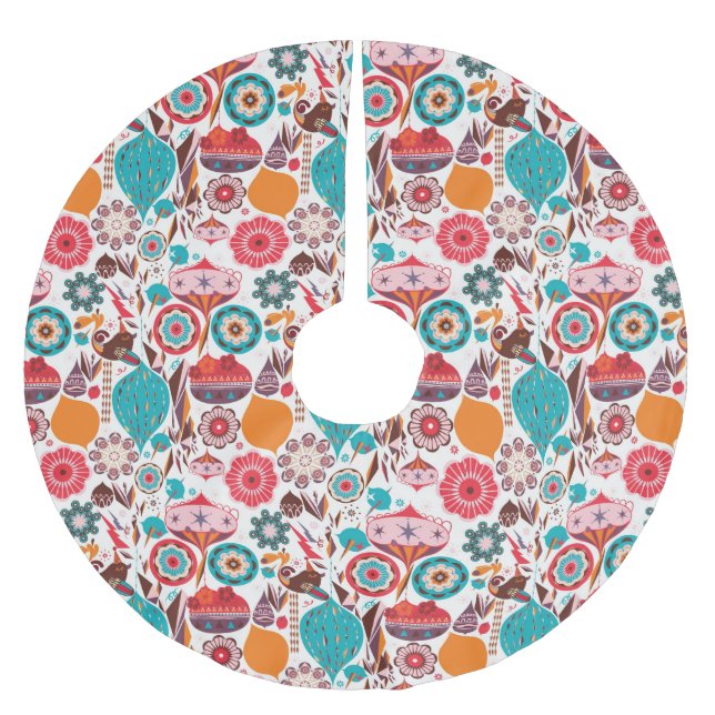 Falda Para El Árbol De Navidad De Poliéster Ornamento retro (Anverso)