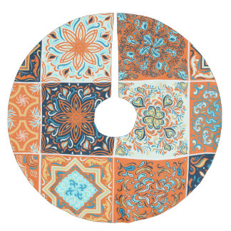 Falda Para El Árbol De Navidad De Poliéster Ornamentos de azulejos cerámicos: patrón abstracto